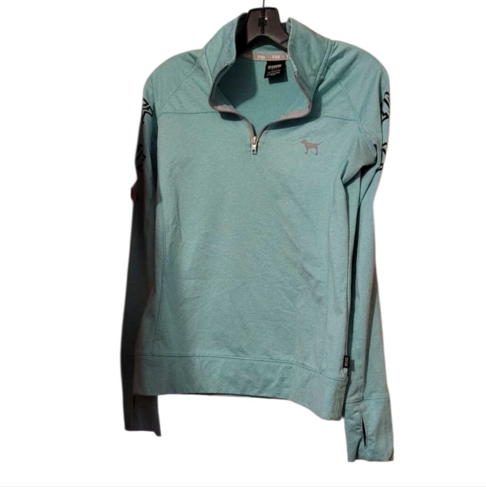 Victoria's Secret Pink Teal Quarter-Zip Pullover